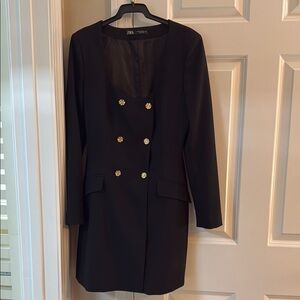 Zara Black Double-Breasted Women's blazer dress